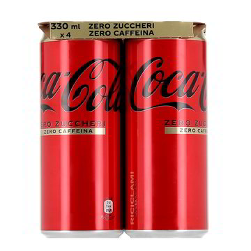 ZERO ZUCCHERI ZERO CAFFEINA LATTINA COCA COLA 4x33 Cl In Dettaglio zero-zuccheri-zero-caffeina-lattina-coca-cola-4x33-cl-in-dettaglio